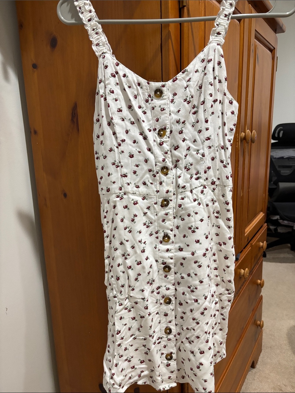 Hollister White Mini Dress with Red Floral Print